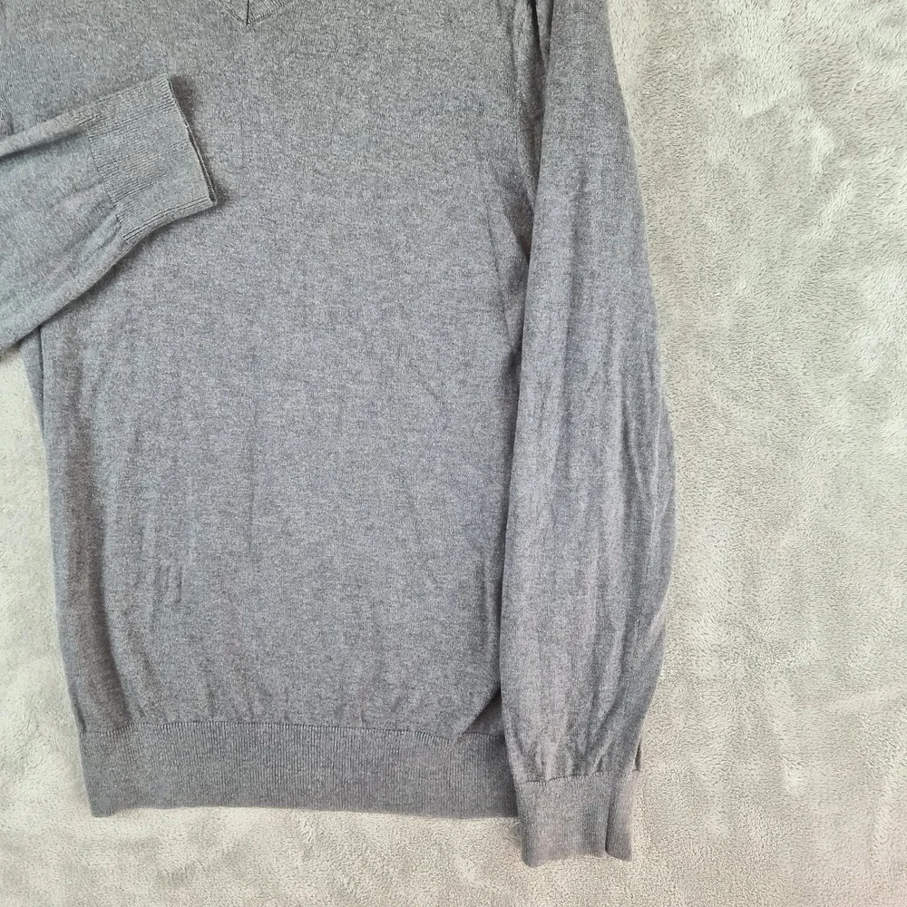 Banana Republic Mens Gray Silk Cashmere Cotton V Neck Luxury Blend Sweater M